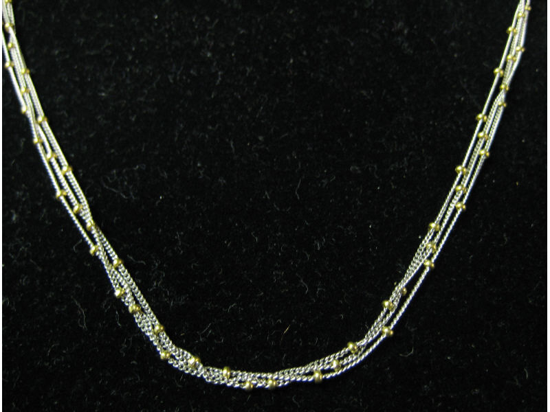 BEADED NECK CHAIN 14k triple curb link chain necklace with