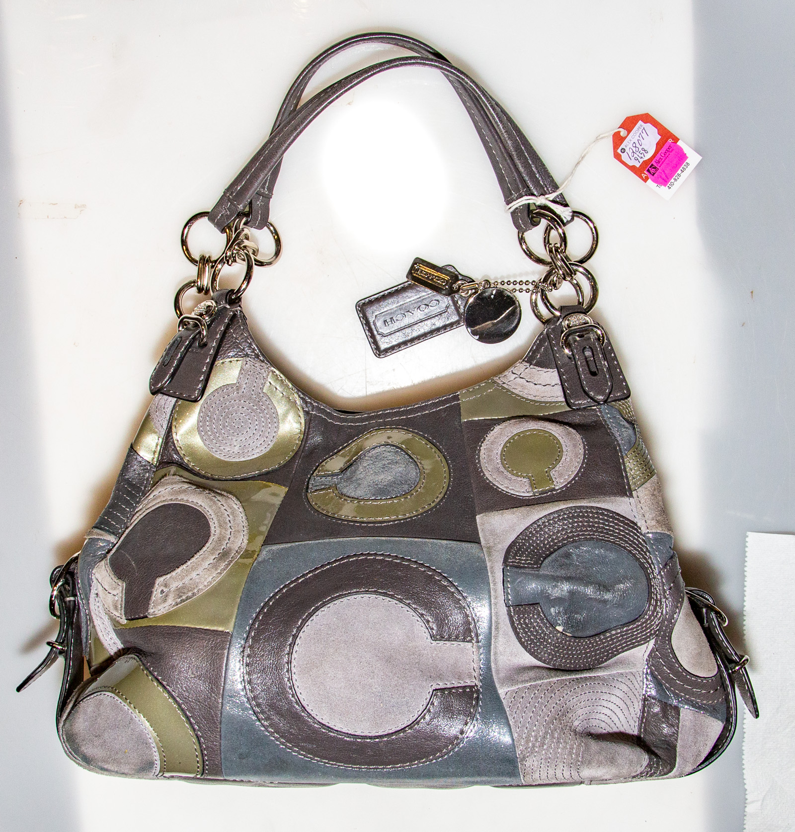 COACH MIXED LEATHER HANDBAG WRISTLET serial F1069 15770 10 1