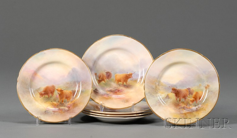 Set of Six Royal Worcester Handpainted Side Plates c 1938