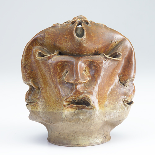 MARTIN BROTHERS Unusual sculptural stoneware vessel pinched dimpled and carved