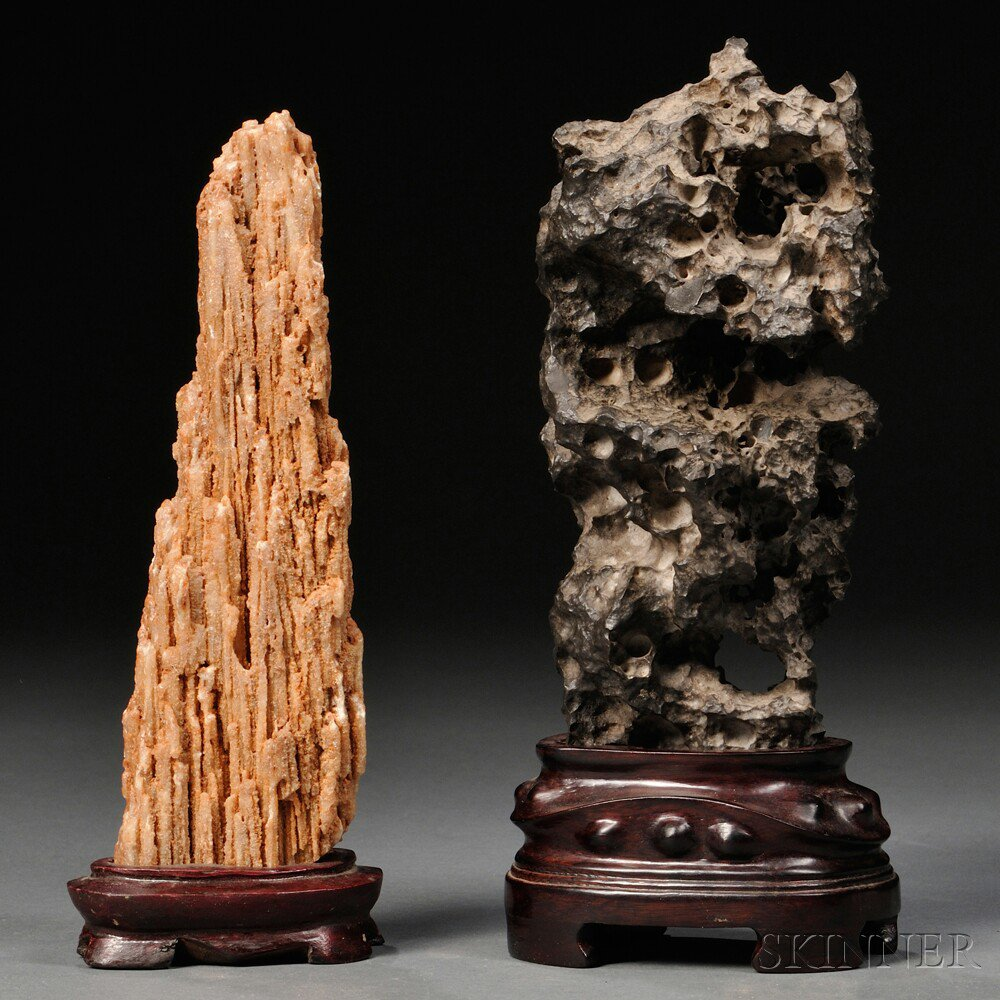 Two Scholar s Stones China a Ying stone with extensive