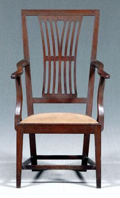 Virginia Chippendale open armchair walnut throughout with remnants of poplar