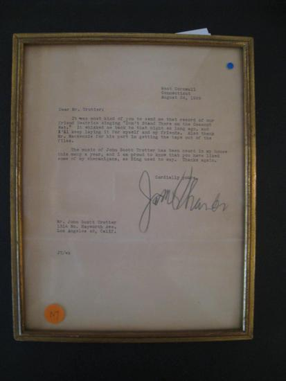 THURBER James 1894 1961 Typed letter signed West Cornwall Connecticut