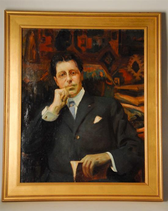E 20th C Portrait of a Gentleman with book in
