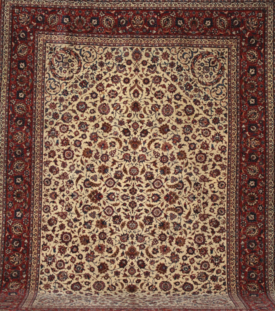 Isphahan Rug Third Quarter 20th Century Beige ground with palmette