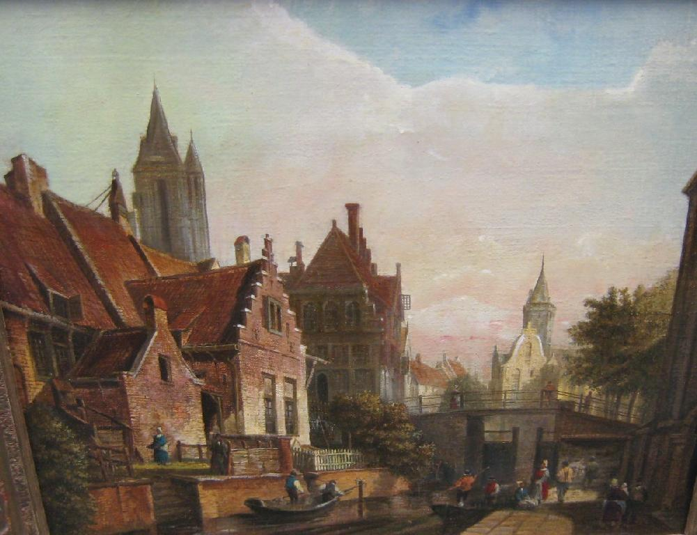 FOLLOWER OF JAN JACOB SPOHLER A Dutch canal scene with
