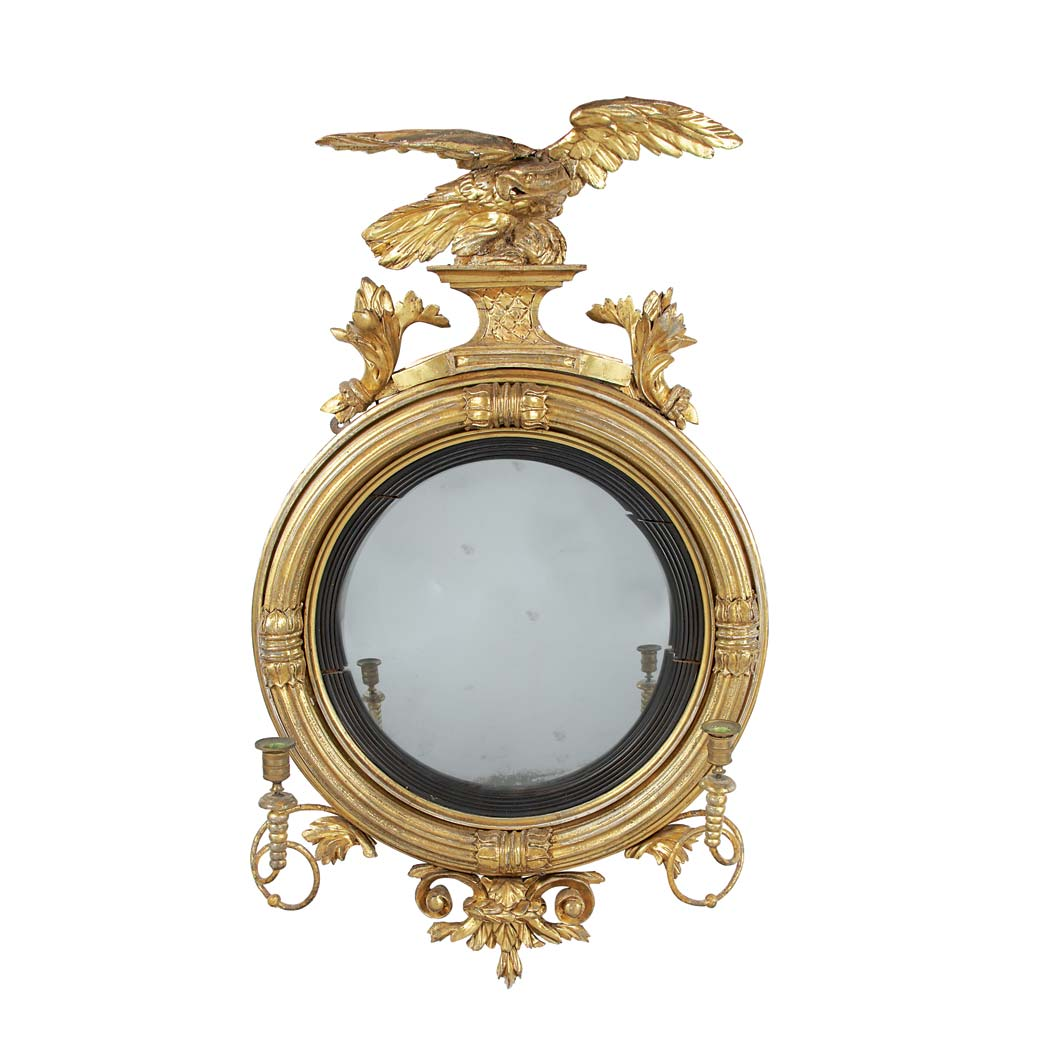 4 Regency Part Ebonized Gilt Wood Girandole Mirror Circa 1810