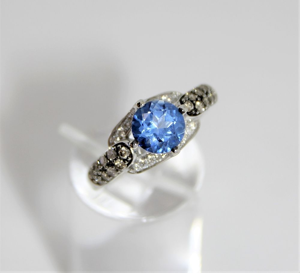 LeVian 14K Gold White Chocolate Diamond Topaz Ring 20th Century