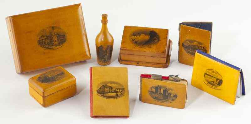 Eight Souvenir Woodware Items With American Sceneslate 19th early 20th