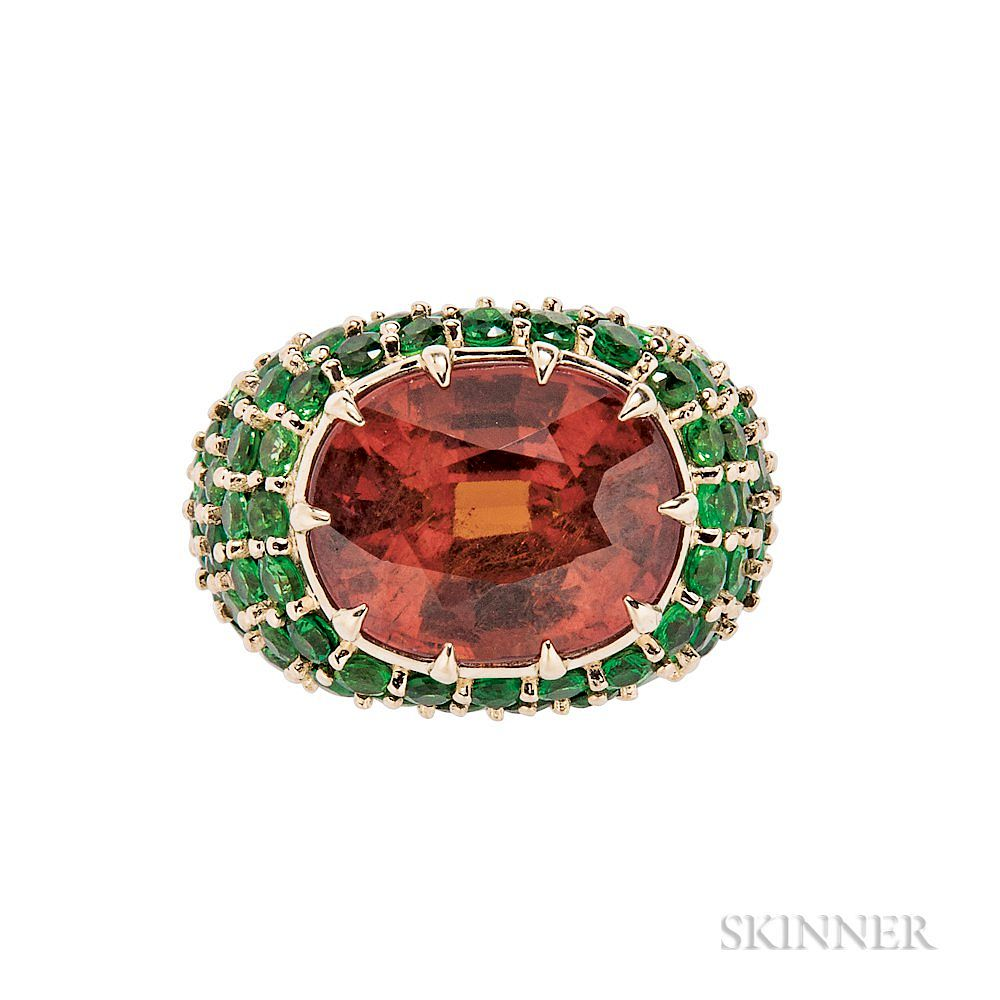 18kt Gold Mandarin Garnet and Tsavorite Garnet Ring 18kt Gold