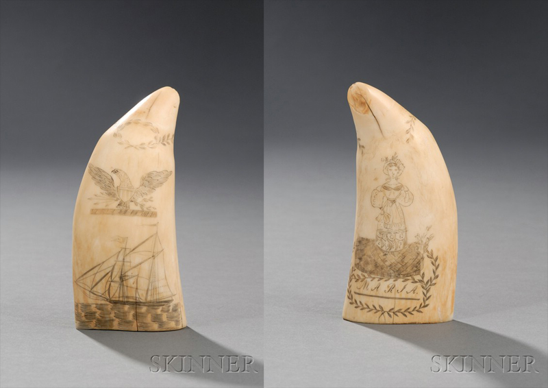 Engraved Whale s Tooth late 19th century the obverse with