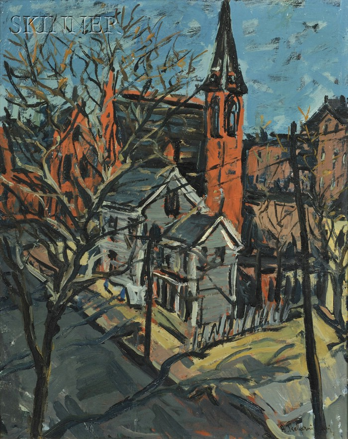 Alex Tschernjawski Yugoslavian American b 1933 City Street Signed A
