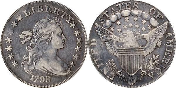 1798 1 Large Eagle VF35 PCGS B 8 BB 125