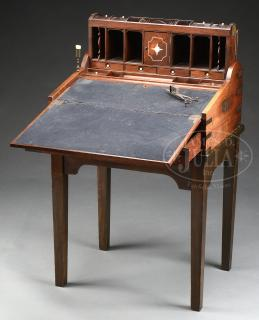 FINE INLAID ROSEWOOD ROLL TOP TELESCOPING SLANT LID DESK ON