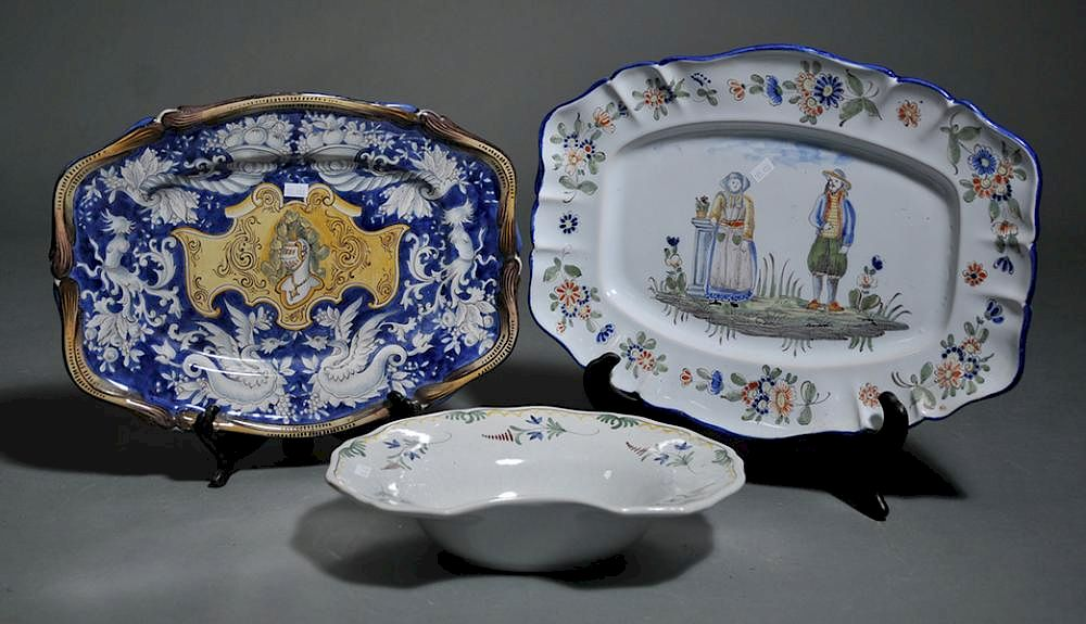 Three 19th C Faience ceramics Three pieces of 19th C