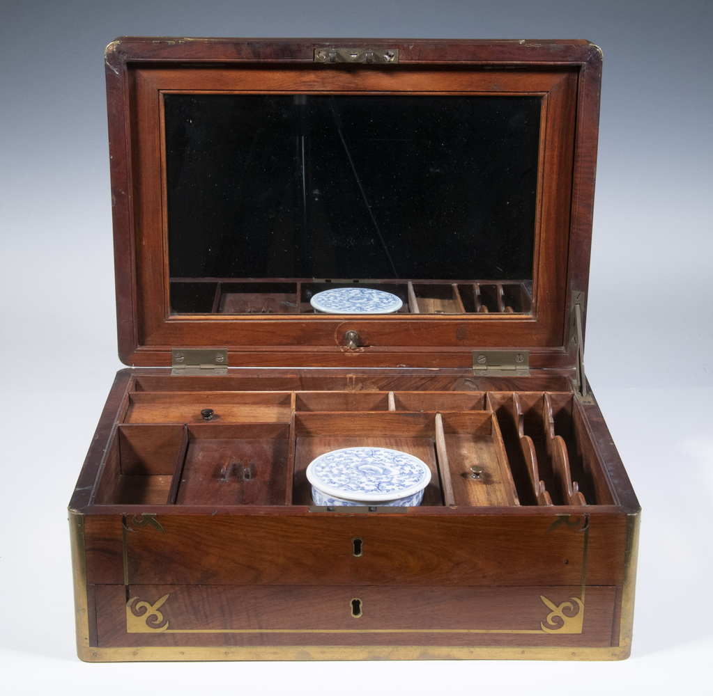 REGENCY ROSEWOOD WORK BOX 19th c English Brass Mounted Rosewood