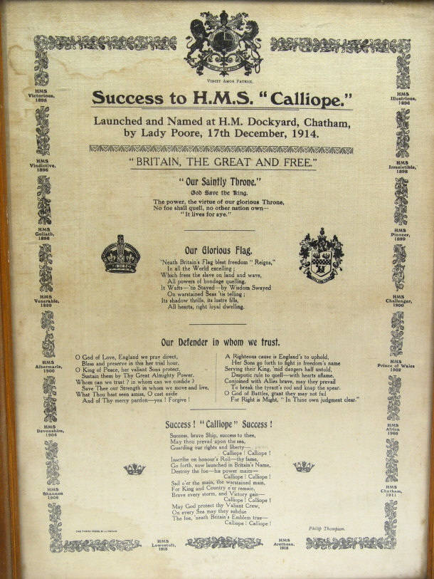 World War I military naval document printed onto silk Success