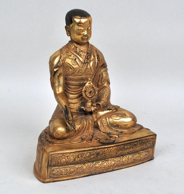 Gilt Bronze Buddha Figure with stamped mark on base Gilt