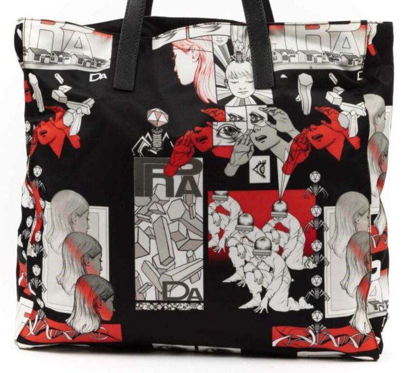 Prada limited edition James Jean Comics shoulder bag in black