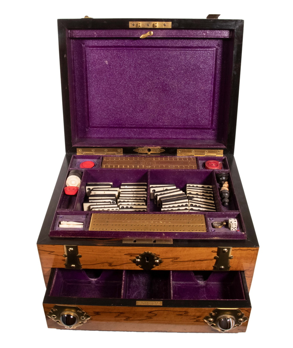 VICTORIAN COROMANDEL GAMES BOX BY HOWELL JAMES CO Late 19th