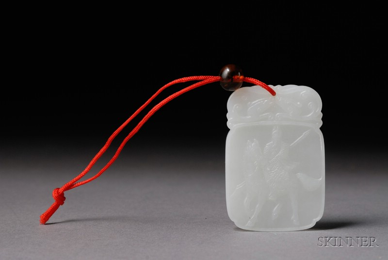 Jade Plaque rectangular shape pure white stone dragon finial surface