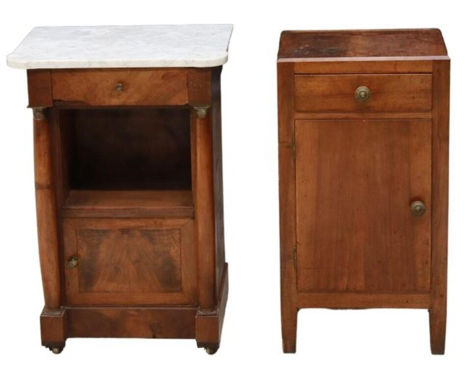 lot of 2 Continental mahogany bedside cabinets including 1 Empire
