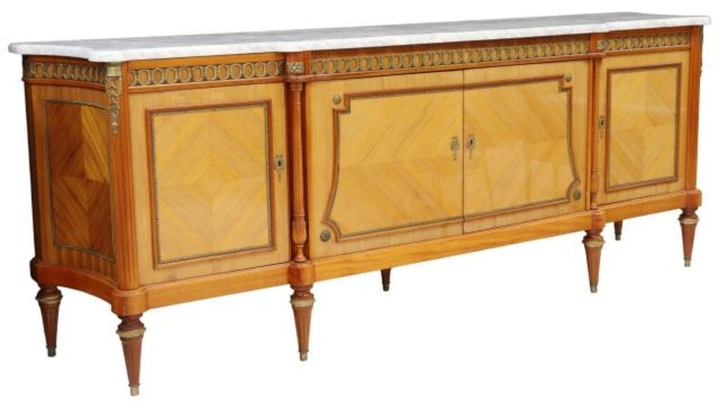French Louis XVI style marble top rosewood sideboard Jean Pierre