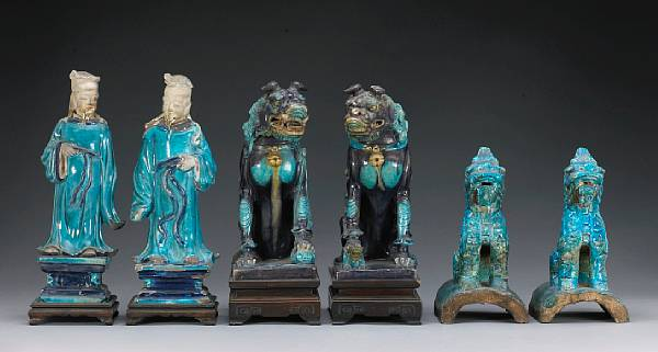 A group of unusual glazed figural ceramics Ming Dynasty Including