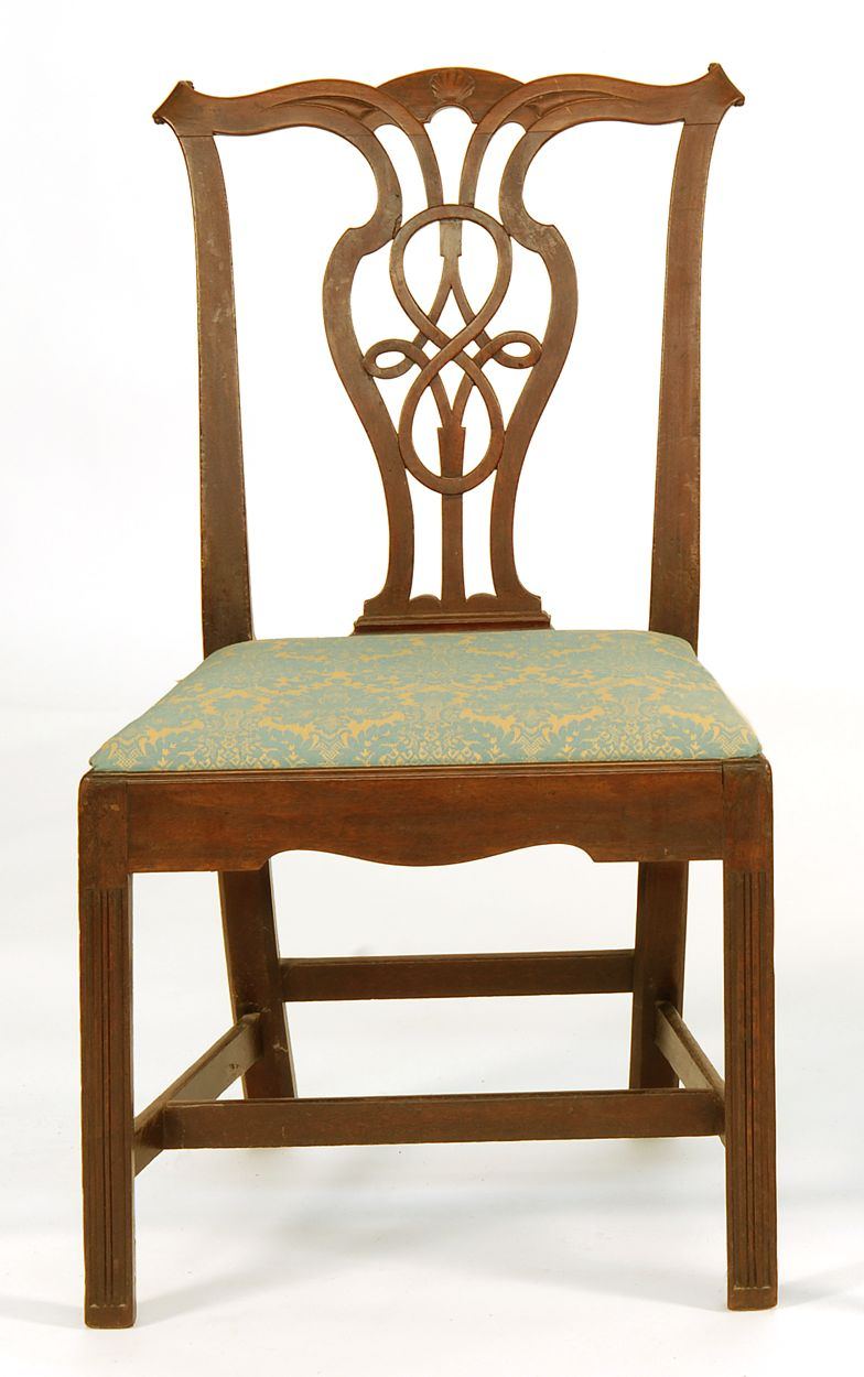 ANTIQUE CHIPPENDALE SIDE CHAIR Circa 1780With scrolled ears shell carved