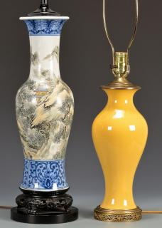 2 Asian Porcelain Lamps 1st item Asian porcelain vase mounted
