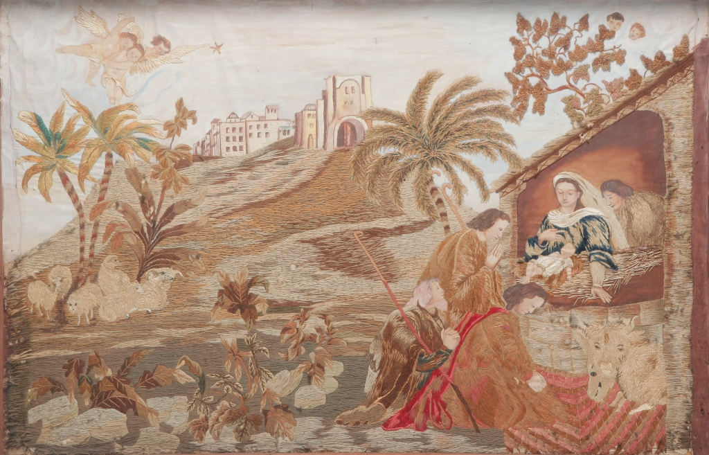 SILK NEEDLEWORK OF THE THREE WISE MEN Probably European 19th