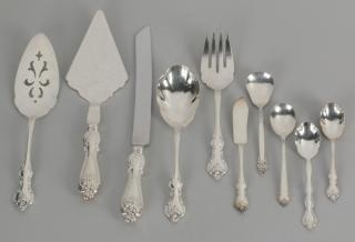 10 Assorted silver serving pieces Ten assorted sterling and silver