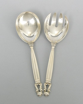 A Set of Georg Jensen 8 Inch Salad Servers in