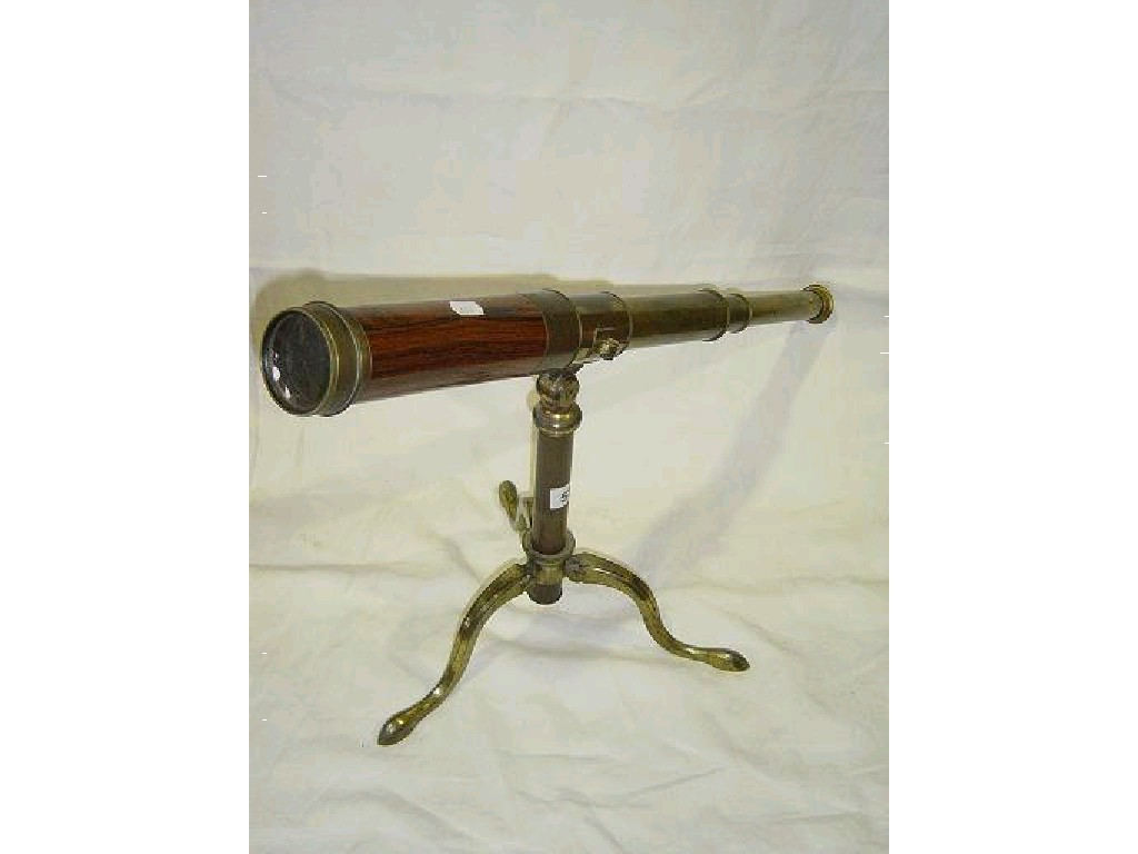 An early 19th century rosewood and brass telescope inscribed Marratt