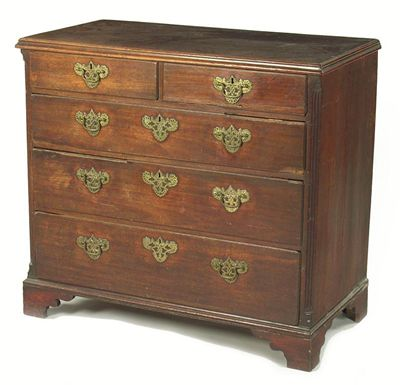 A George III mahogany chest the applied moulded edge top