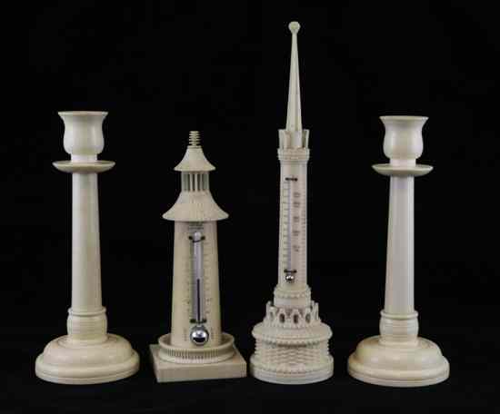 A 19th century ivory lighthouse thermometer retailed by William Moody