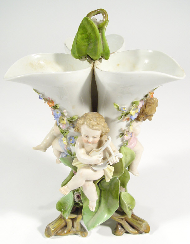 19th Century Continental three divisional lily vase of naturalistic form