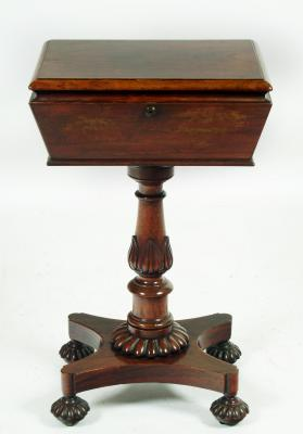 A ROSEWOOD TEAPOY attributable to Gillows Lancaster mid 19th century