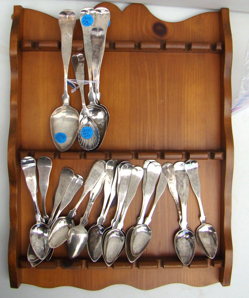 TWENTY SEVEN COIN SILVER SPOONS By various makers including Palmer