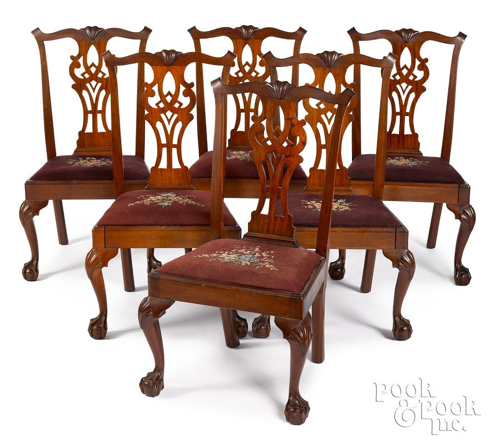 Set of six Chippendale mahogany dining chairs Set of six