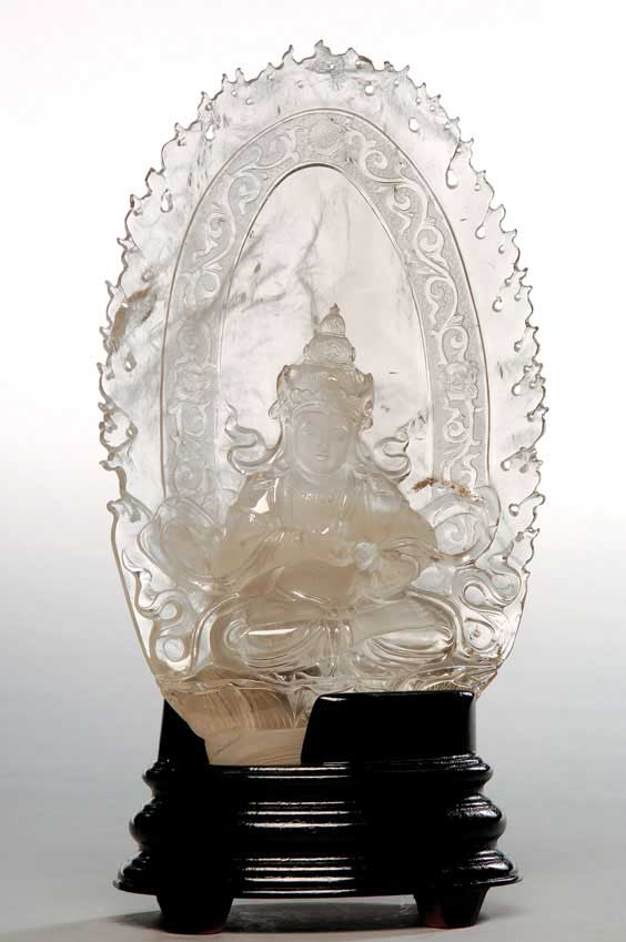 ROCK CRYSTAL BODHISATTVA Well carved Chinese water clear and satin