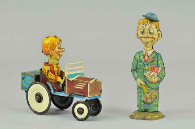 MORTIMER SNERD CAR AND WALKER Louis Marx lithographed tin open