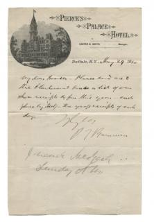 Barnum Phineas Taylor Signed and Dated Note from P T