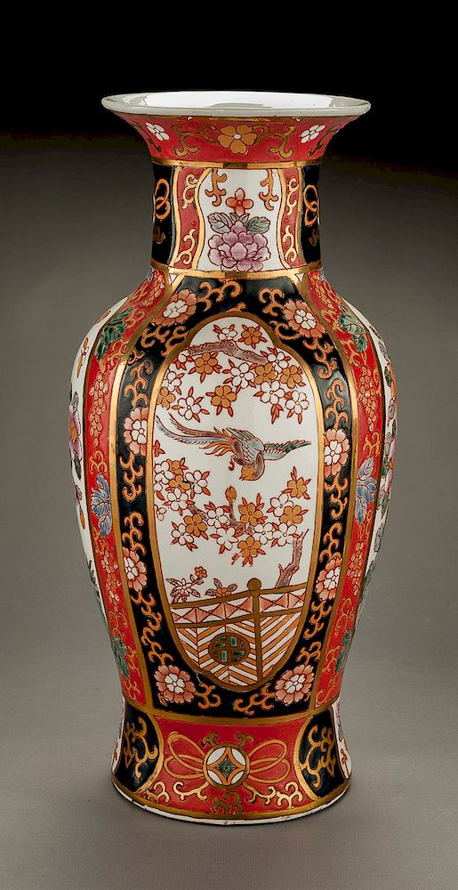 Large Imari Porcelain Vase DESCRIPTION Large Imari baluster trumpet form
