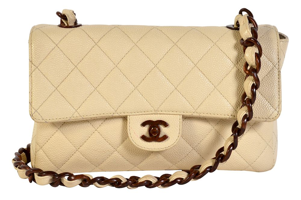 Medium CHANEL Beige Caviar Leather Flap Bag Medium Chanel flap