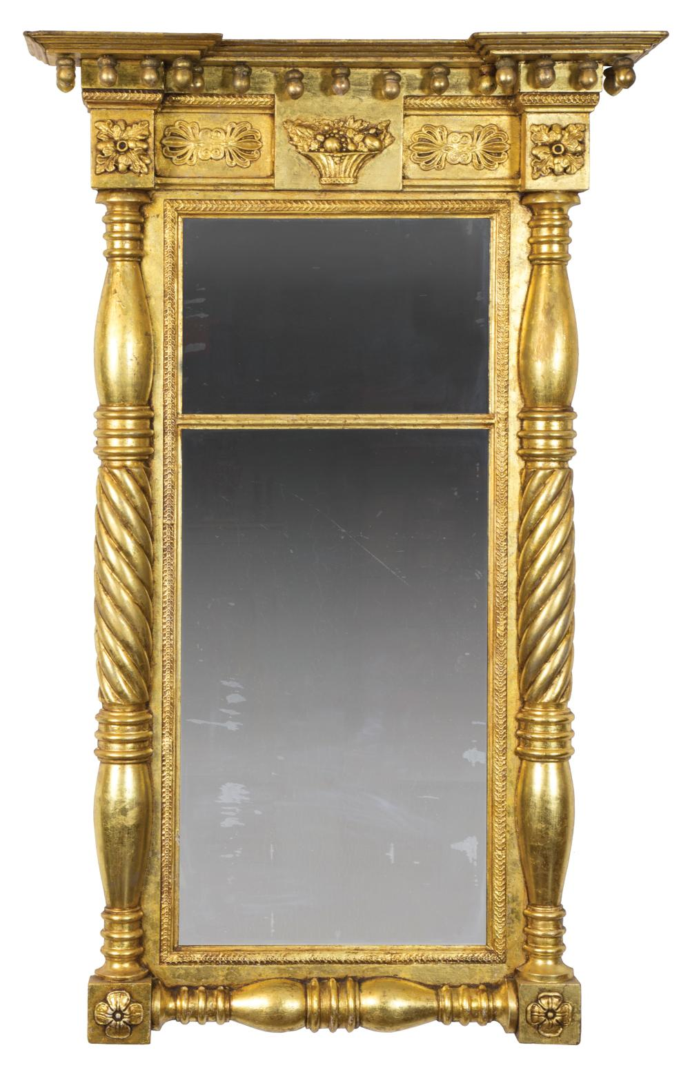American Classical Giltwood Pier Mirror early 19th c cornice with