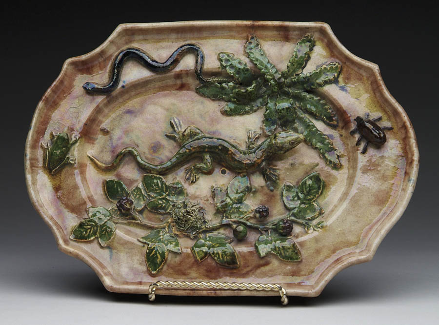 INTERESTING FIGURAL PLATE OR GAME DISH COVER Shaped dish in