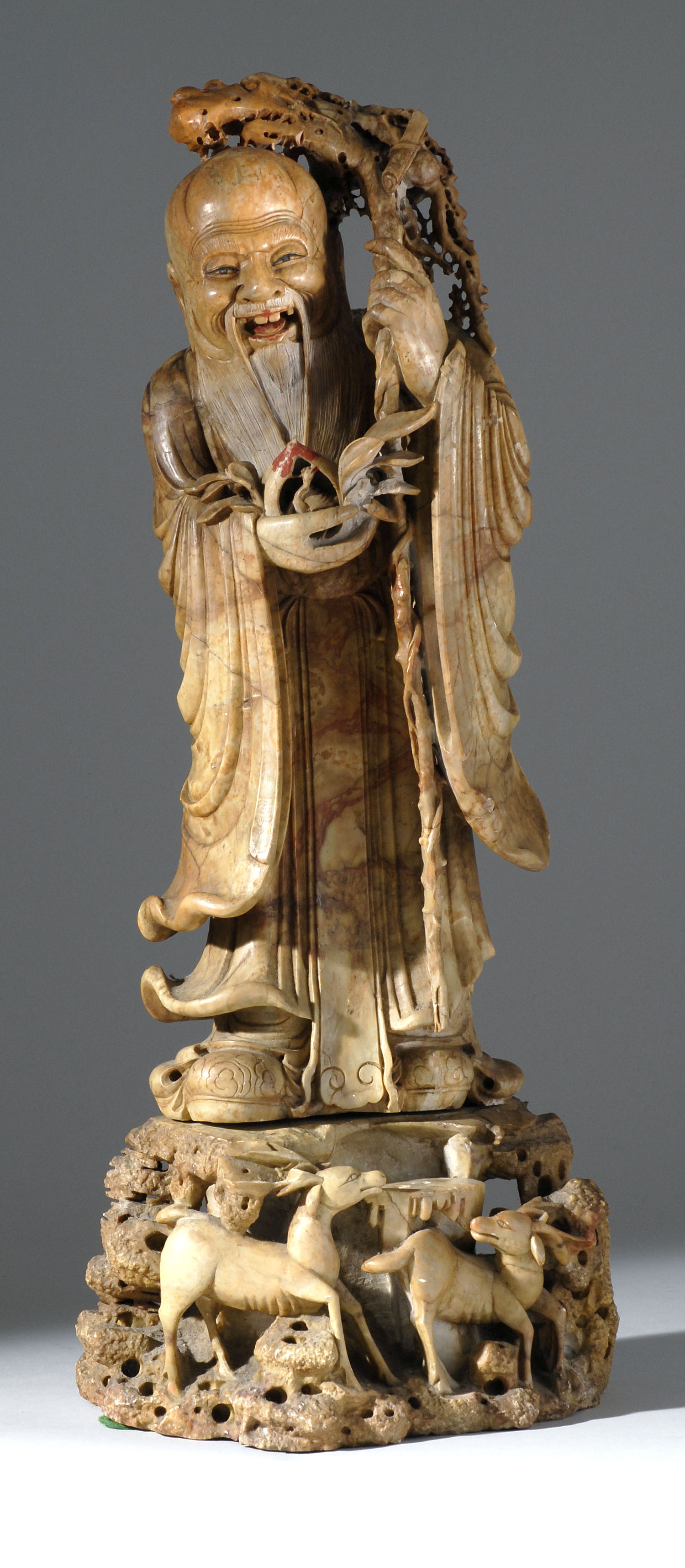 SOAPSTONE FIGURE OF SHOULAO 19th CenturyFinely carved with separate soapstone