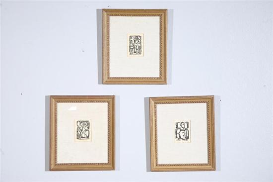 THREE CIRCUS PRINTS TWENTIETH CENTURY Woodblock prints on paper dated
