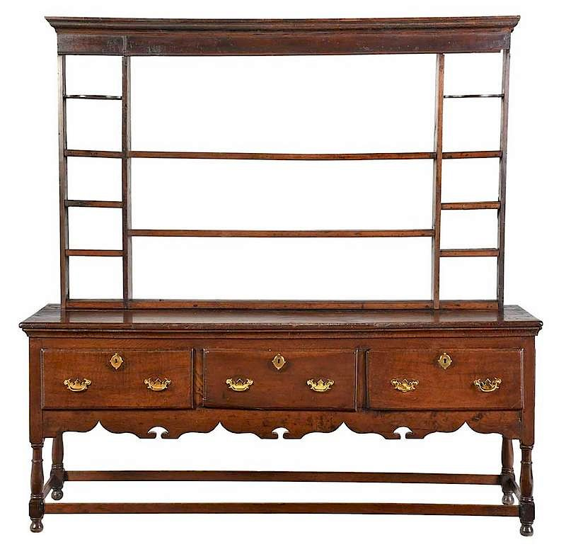 Welsh Oak Cupboard and Rack British 18th century mellow dark